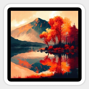 Vibrant Fall Tree Reflections Sticker